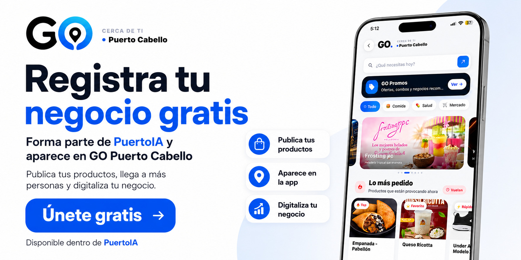 Registra tu negocio gratis en GO Puerto Cabello y empieza a vender más con PuertoIA